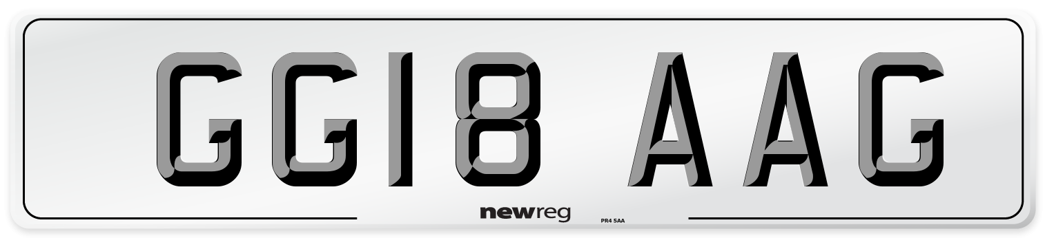 GG18 AAG Number Plate from New Reg